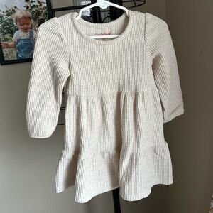 Cat & Jack Cream Ribbed Casual Dress